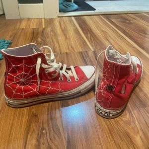 Spider-man hand embroidered converse. Women’s size 7